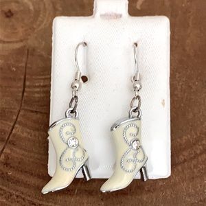 Tibetan silver cowboy boot dangle pierced earring